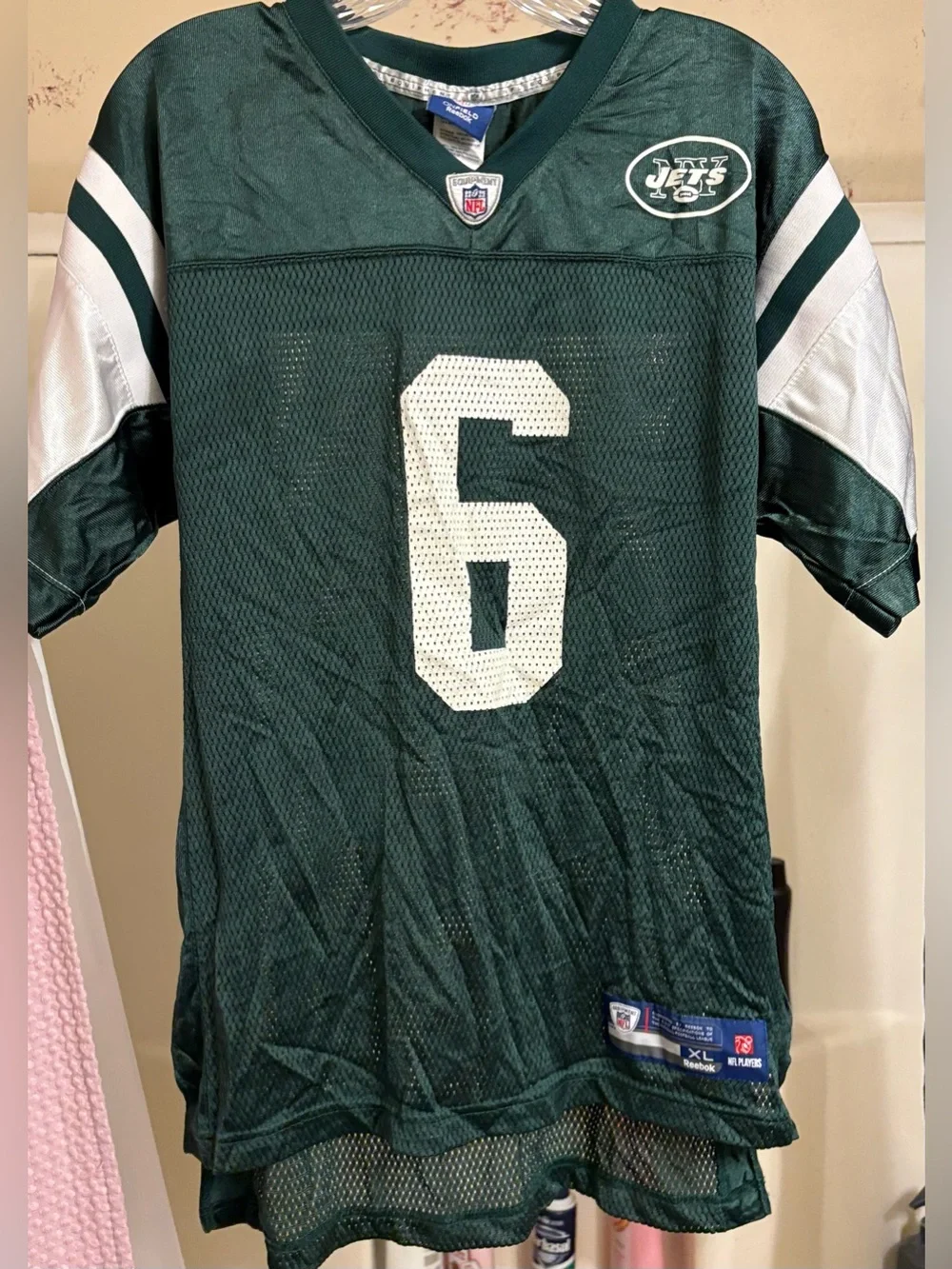 Reebok Green and White Sanchez #6 Football Jersey New York jets